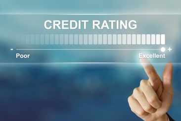 business hand clicking excellent credit rating on virtual screen